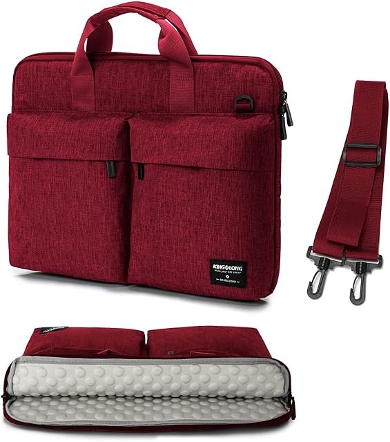 KINGSLONG Laptop Bag Case Sleeve 17 17.3 Inch, 360° Shockproof Anti-scratch Laptop Messenger Bag, 17.3 Inch Laptop Bags with Should Strap Handle for Men Women Fit for Acer Dell Lenovo HP - Red