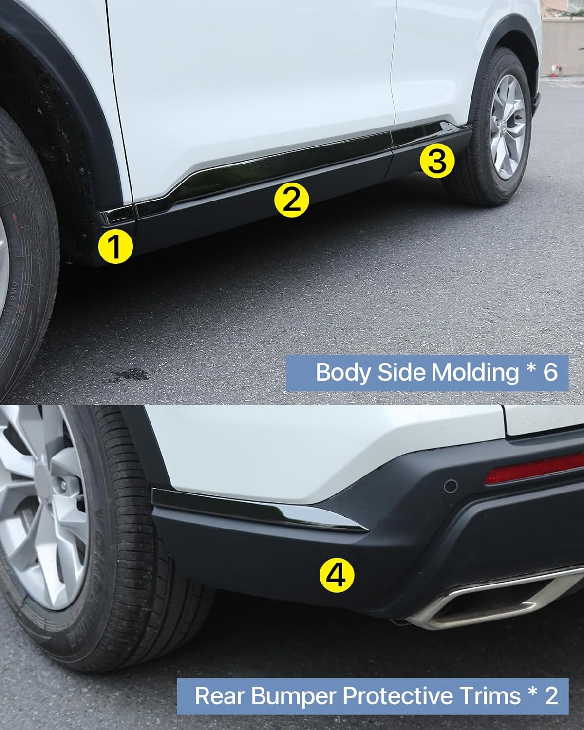 for Honda CRV 2023 2024 2025 2026 Body Side Molding Trims, Door Protector Cover, Rear Back Bumper Corner Premium 304 Stainless Steel Protector for CR- V -Black