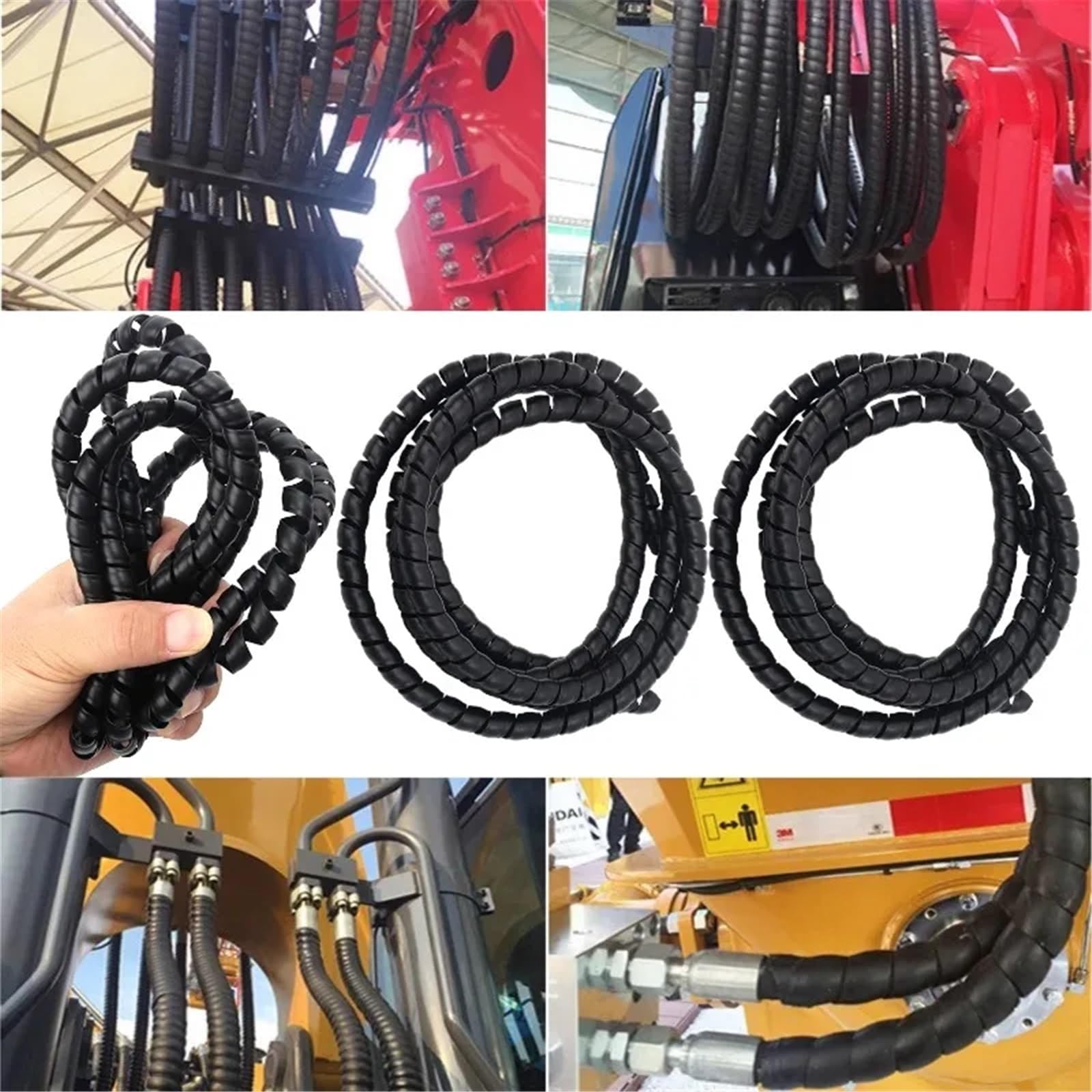 Kabelschlauch Schwarz Spiralkabel-Drahtwickel, Computerkabel-Management, Wickelschlauch, Flexible Schutzhüllen, Büro-Organizer-Abdeckung(10mm,10m (5pcs))