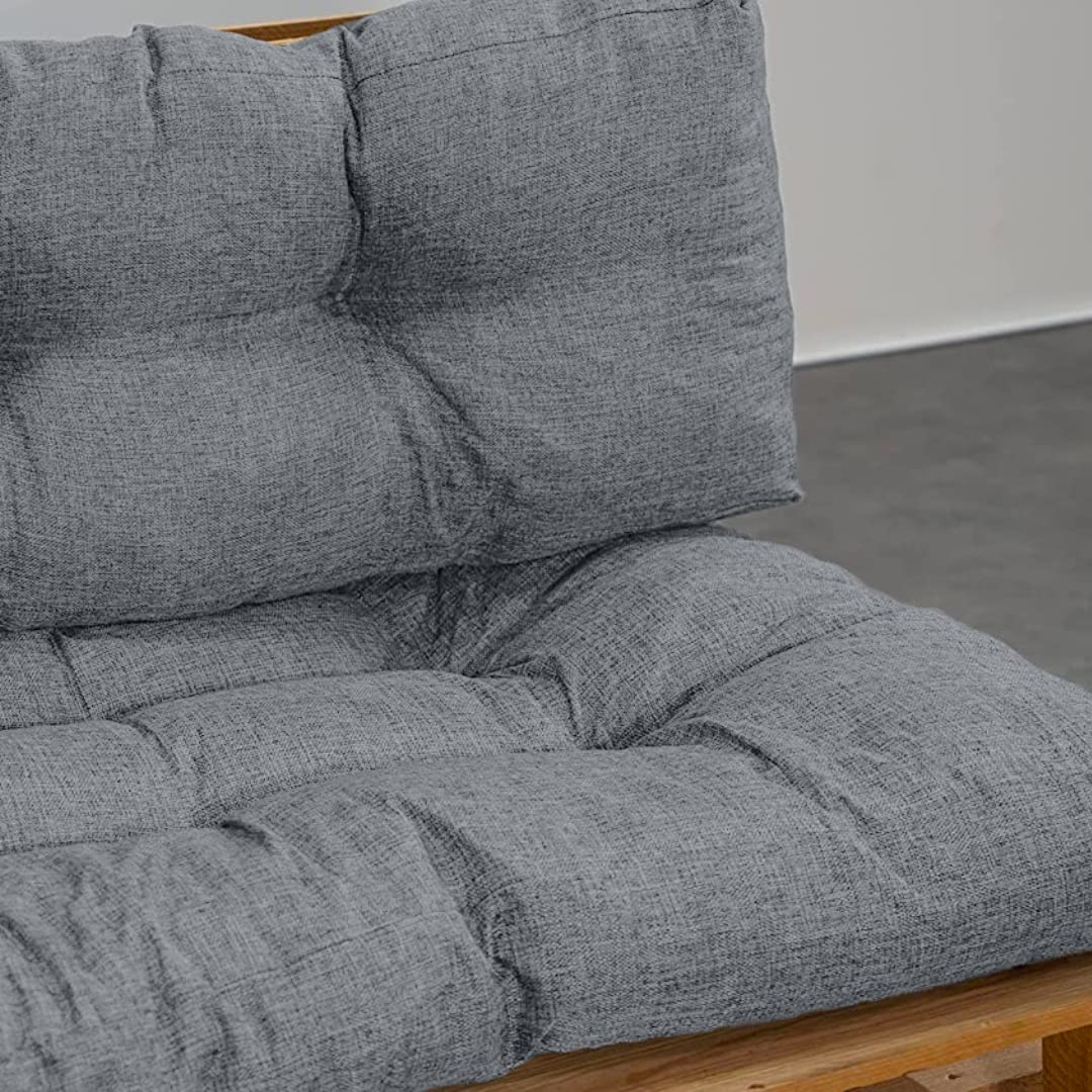 bananair - Cuscini per Pallet - Tessuto Morbido, Durevole e Anti-UV - Confortevole, Imbottito in Schiuma - Cuscini per Divano Esterno Giardino (1 Seduta 120x80 cm e 1 Schienale 120x40 cm, Grigio)
