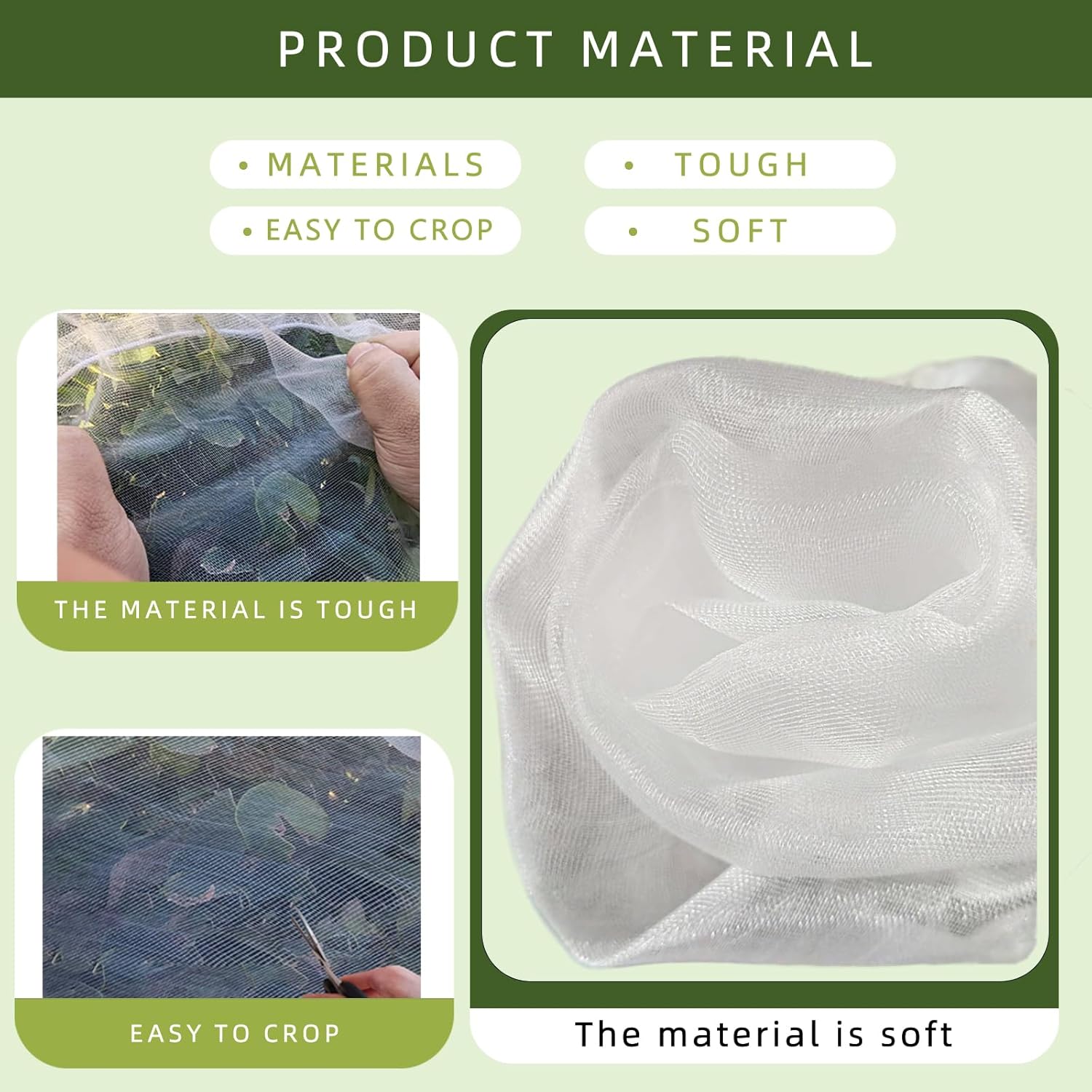 Garden Netting, 10x50FT Ultra Fine, Gardening Mesh Netting, Mosquito Net, Garden Netting for Raised Beds, Plant Covers, for Vegetable Plants, Fruits, Flowers, Crops