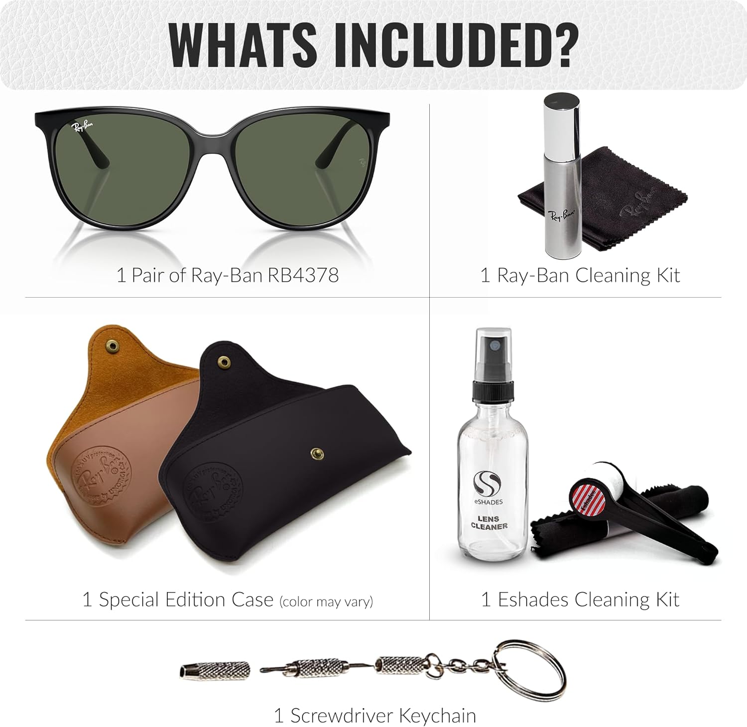 Ray-Ban RB4378 Square Shaped Sunglasses for Men & Women with Official RAYBAN Eyewear Kit