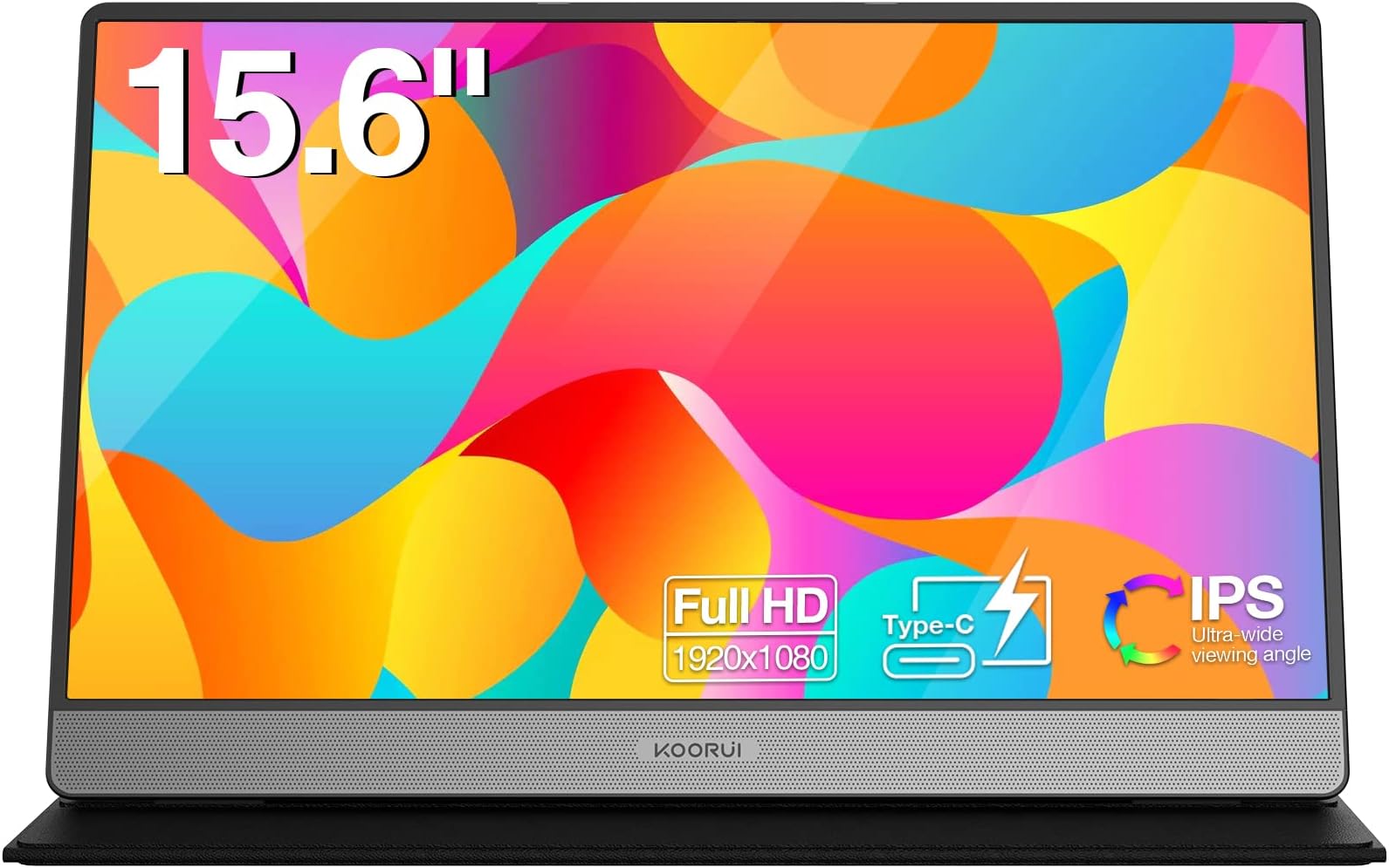 Portable Monitor 1080P FHD USB-C Laptop Monitor HDMI Computer Display IPS Gaming Monitor w/Premium Smart Cover & Speakers, External Monitor for Laptop/PC/Mac/Phone, 15.6 inch 60Hz (15B1)