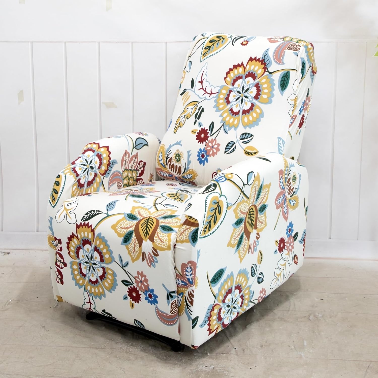 Recliner Chair Covers 4 Pieces Waterproof Small Recliner Sofa Slipcover Stretch Recliner Slipcover for Lazyboy Recliner Chair with Storage Pocket Furniture Protector for Living Room(A01)