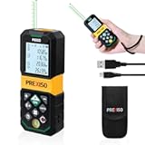 Laser Measure Rechargeable, 265Ft Green Beam Laser Measurement Tool with Angle Sensor& 30 Sets Data Storage &1/4"-20 Threaded Hole - Ft/Ft+in/in/M Units - Pythagorean Mode, Area, Volume