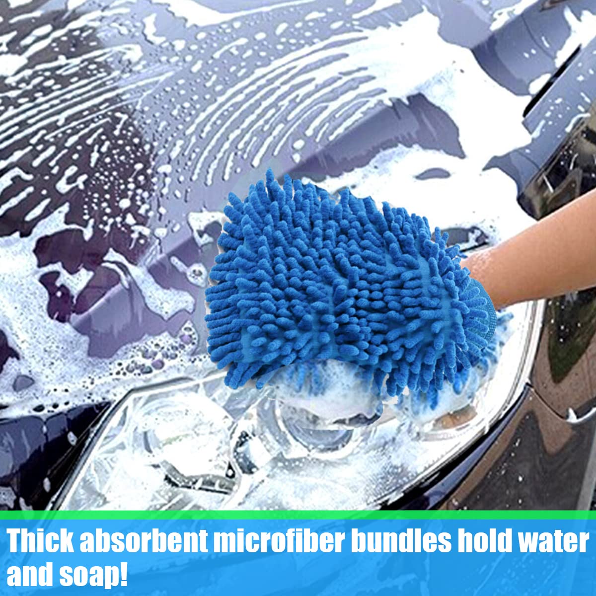 Guanti Per Auto In Microfibra - 2 Pezzi Blu, Morbidi E Assorbenti Per Lavaggi Senza Graffi - Foto 3