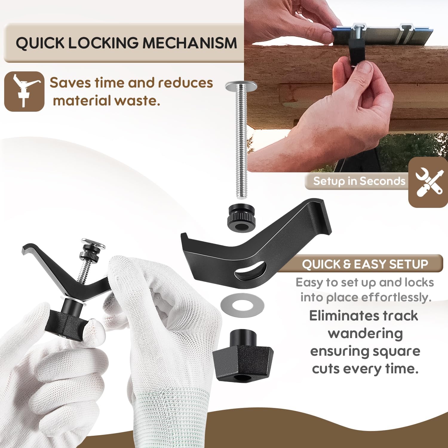 Track Clamps Compatible with Kreg KMA7520 – Replacement Clamping Kit for Clamp Trak, Accu-Cut, and Universal Trak Systems – 2-Pack