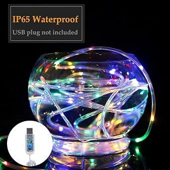 Rope String Lights, 12M/39ft 100LED Waterproof 8 Mode/Remote USB Tube Lights Christmas Lights,String Lights Outdoor Indoor for Christmas Decorations (Red) [Energy Class A]