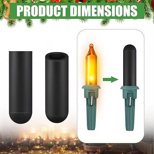Vista 2 de Zonon 100 piezas sin tapas incandescentes de cristal de Navidad LED Glow Plug Cap Light Blackout Caps No Glow Caps Cubierta negra para luces