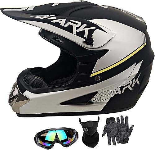 Cascos de motocross para jóvenes, aprobados por el DOT, para niños, ATV, todoterreno, cuatro ruedas, cascos de motocicleta BMX (guantes de