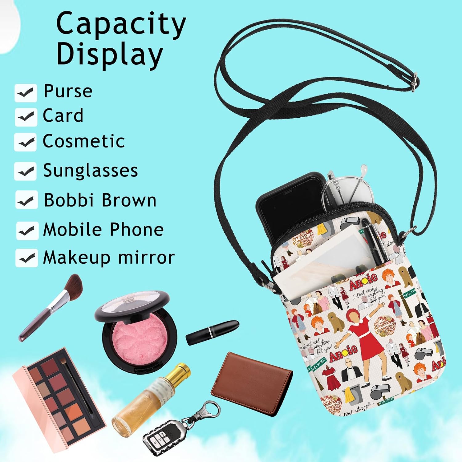 G2TUP Hope in Scarlet Crossbody Bag Orphan Grace Fans Gift Red Ribbon Girl Musical Shoulder Bag Hard-Knock Dreams Merch