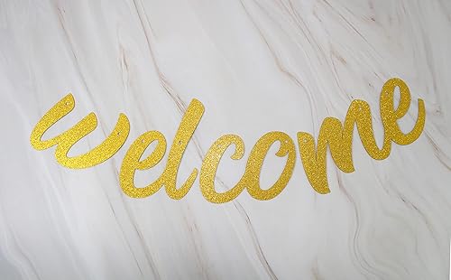 Miniatura 2 de Starsgarden Cartel dorado con purpurina "Welcome to Our Home" para inauguración de la casa, decoración militar patriótica, suministros para fiestas