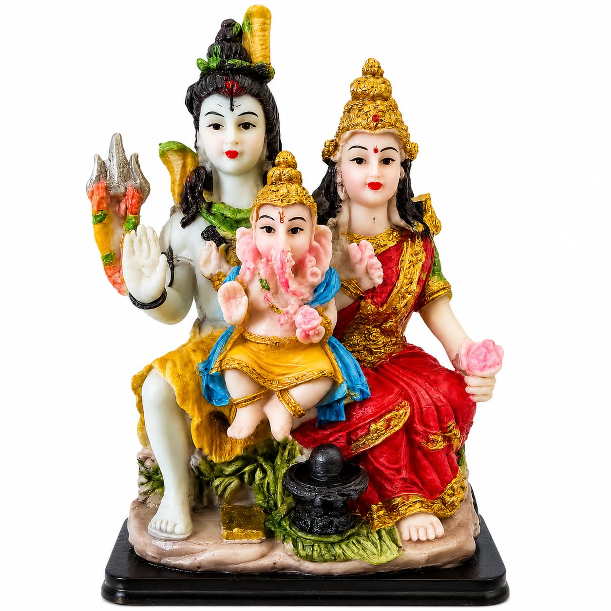 C&S Homestore Multicolor Shiv Parivar Murti Statue 13Cm Hindu God Idol Shiva Parvati Ganesha Family Figurine For Home Mandir Pooja Room Temple Decor Religious Ornament Spiritual Gift Diwali Housewarming Decoration