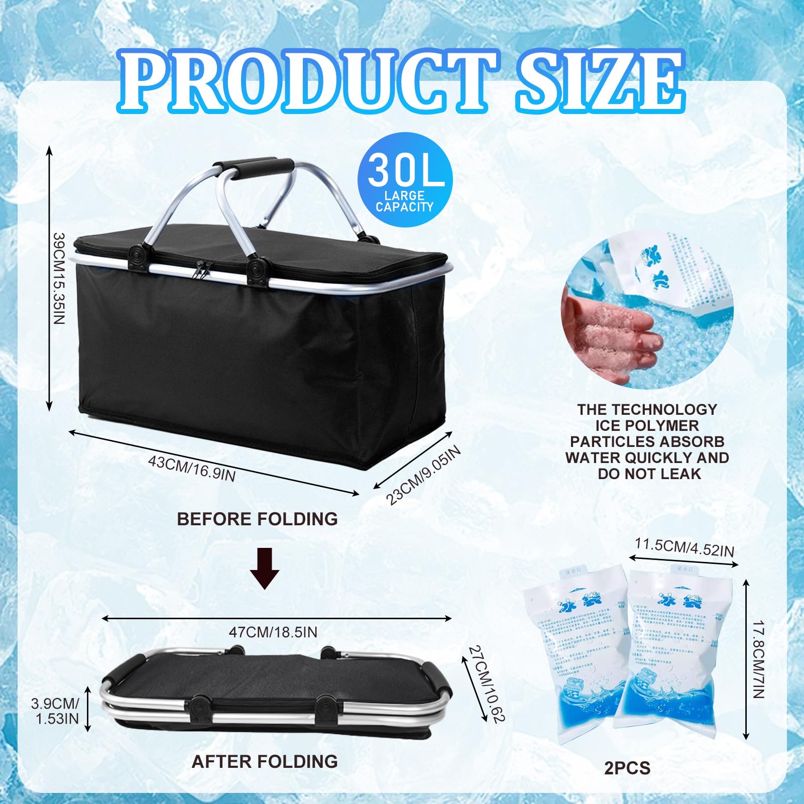 Borsa Frigo Termica 30L Pieghevole Isotermica per Picnic Campeggio Viaggio