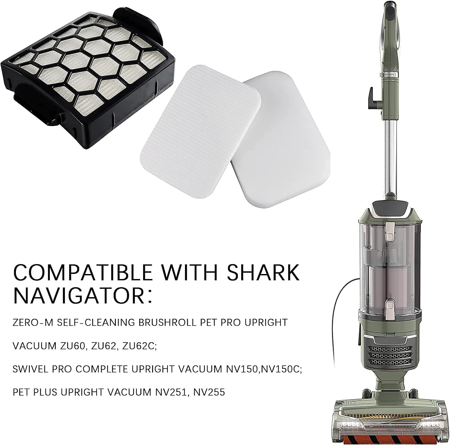 2 HEPA + 6 Foam & Felt Filters Kit Replacement for Shark Navigator Zero-M Self-Cleaning Brushroll Pet Pro Upright Vacuum ZU60 ZU62 ZU62C NV150 NV151 NV255, Replaces Parts # 1238FT60 & 1239FT60 : Industrial & Scientific