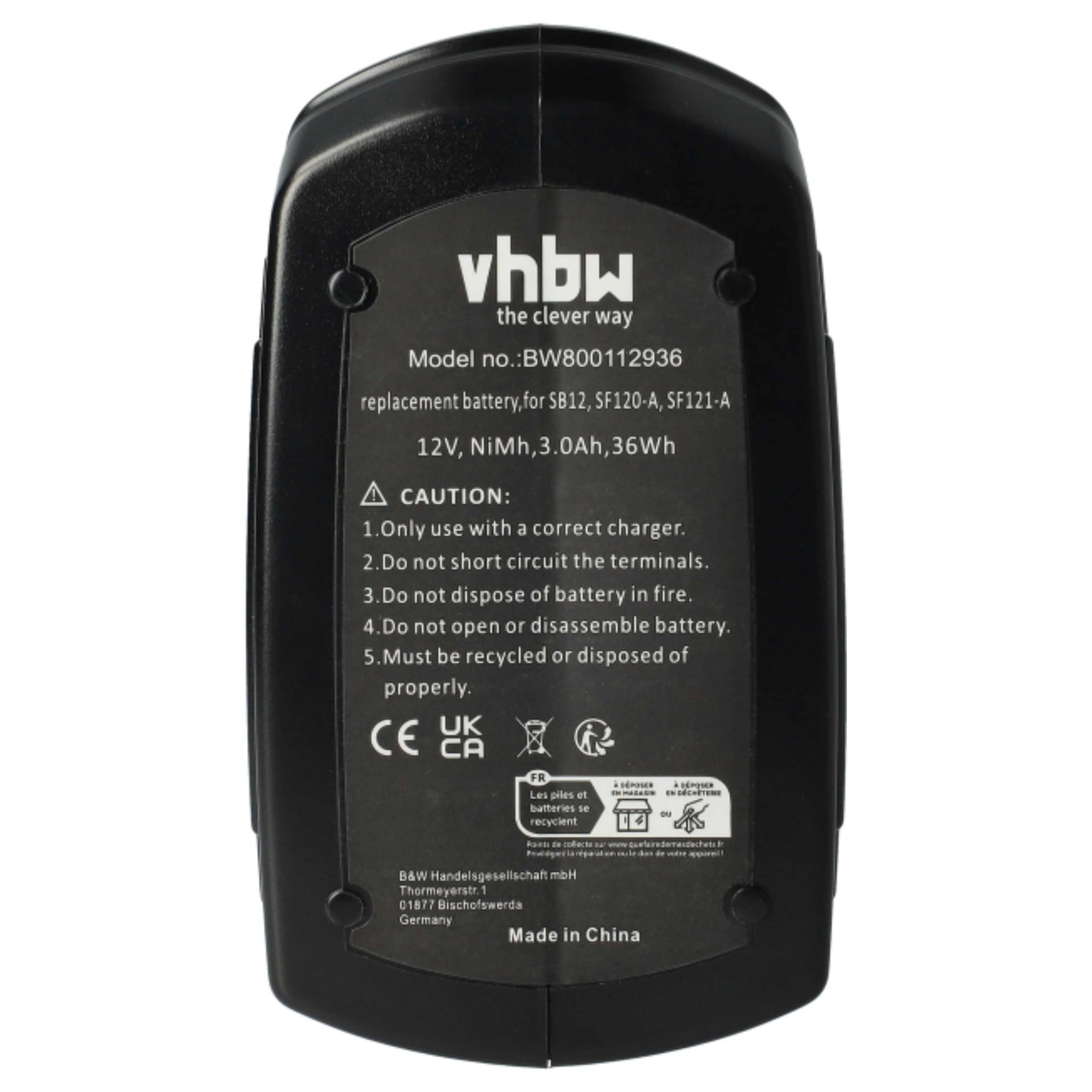 vhbw 2x batteria sostituisce Hilti SFB126A, SFB126, SFB121 per utensile elettrico (3000 mAh, NiMH, 12 V)