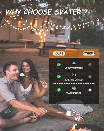 Miniatura 15 de Svater Tira de luces para exteriores de 150 pies, luz de patio con 78 bombillas LED inastillables, luces de globo G40 colgantes de plástico exterior