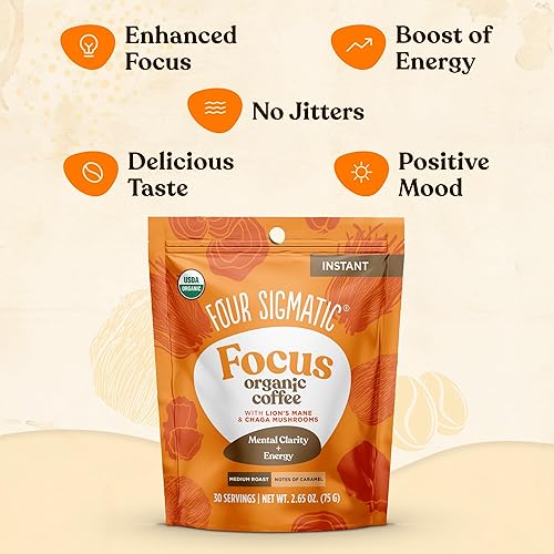 Vista 36 de Four Sigmatic - Café instantáneo orgánico en polvo Café instantáneo arábica individual con Cordyceps, Chaga y Eleuthero Mezcla instantánea