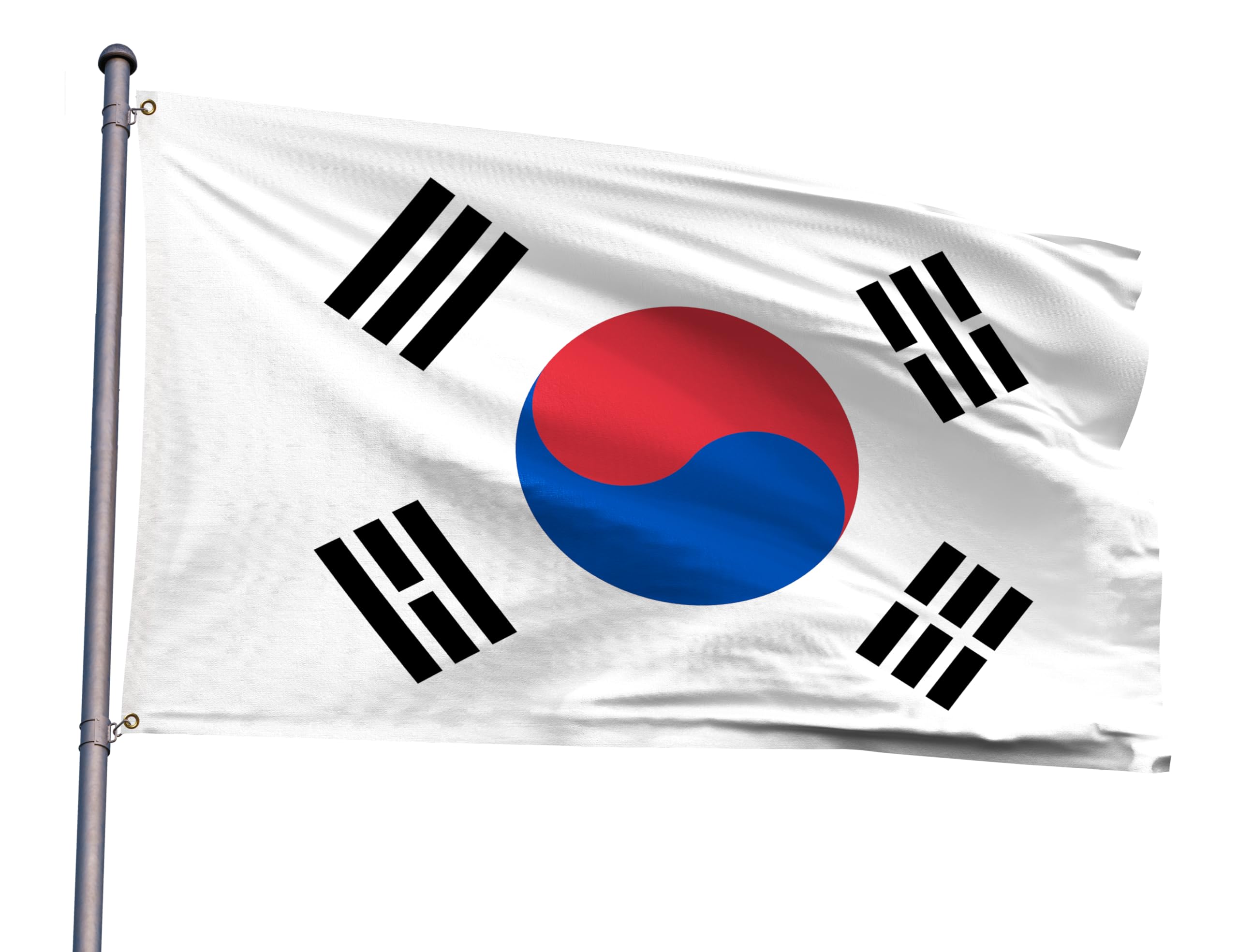South Korea Flag 5x8FT South Korean National Polyester Flag With 2 Grommets For Patriotic South Korean Themed Festival Events Party Decoration (South Korea, 5x8FT)