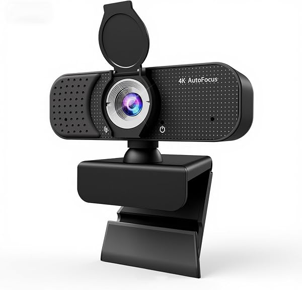 4K Autofocus Webcam for PC & Laptop, USB Plug & Play Computer Camera with Dual Noise-Reducing Mics, Low-Light Correction, Privacy Shutter, Tripod Compatible, Works with Zoom/Teams/Google Meet - 1