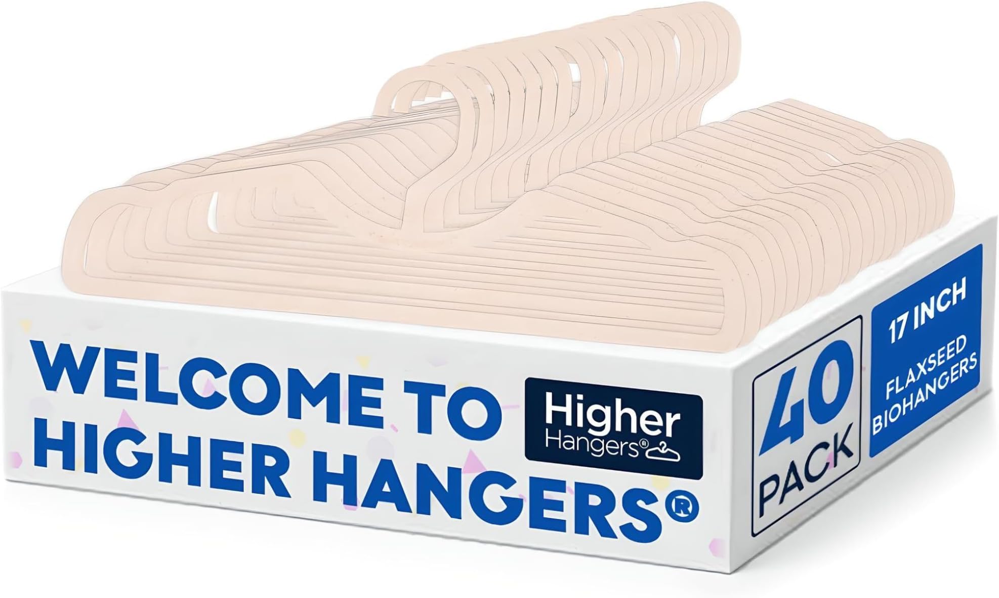 BioHangers, Sustainable Flaxseed Space Saving Clothes Hangers, Premium Closet Organizers for College Dorms, RVs, & More, Reduces Wrinkles & Clutter, Standard 17", 40 Pack