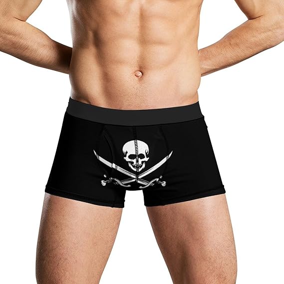 Jolly Roger Skull And Crossbones Novelty Men's Boxer Briefs Soft Breathable Underpants Trunks Stretch Underwear
