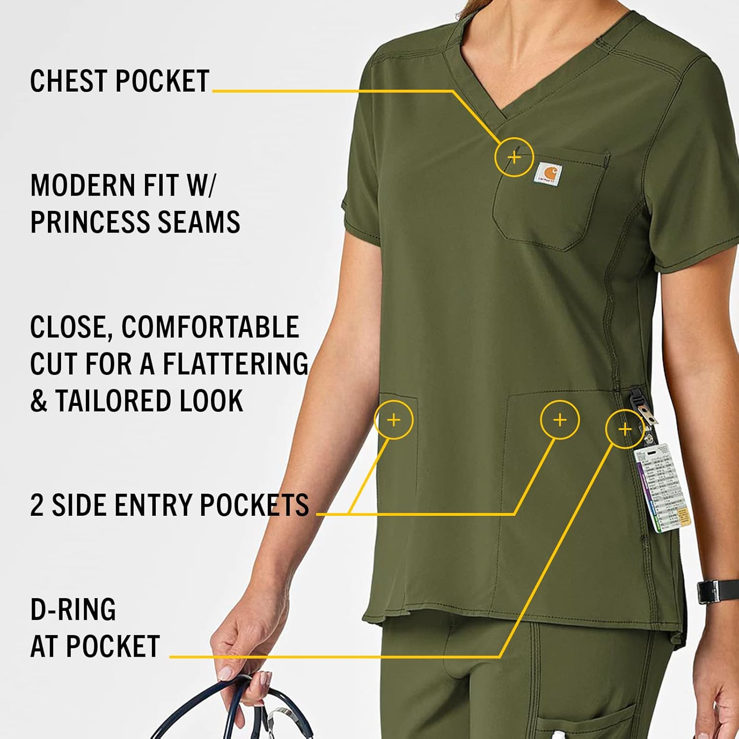 Carhartt Scrubs C12610 Women's Force® Cross-Flex Modern Fit Chest Pocke - Image 4