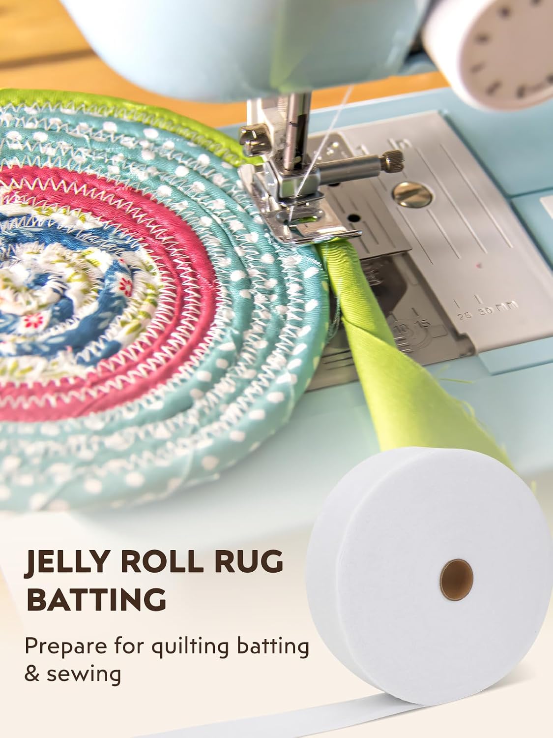 1 Roll Jelly Roll Fabrics for Quilting, 50 Yards 2 1/4 Inch Cotton Blend Batting for Jelly Roll Rugs, Throw Rugs, Braided Rug, Purses (50 Yards - 2 1/4 Inch)