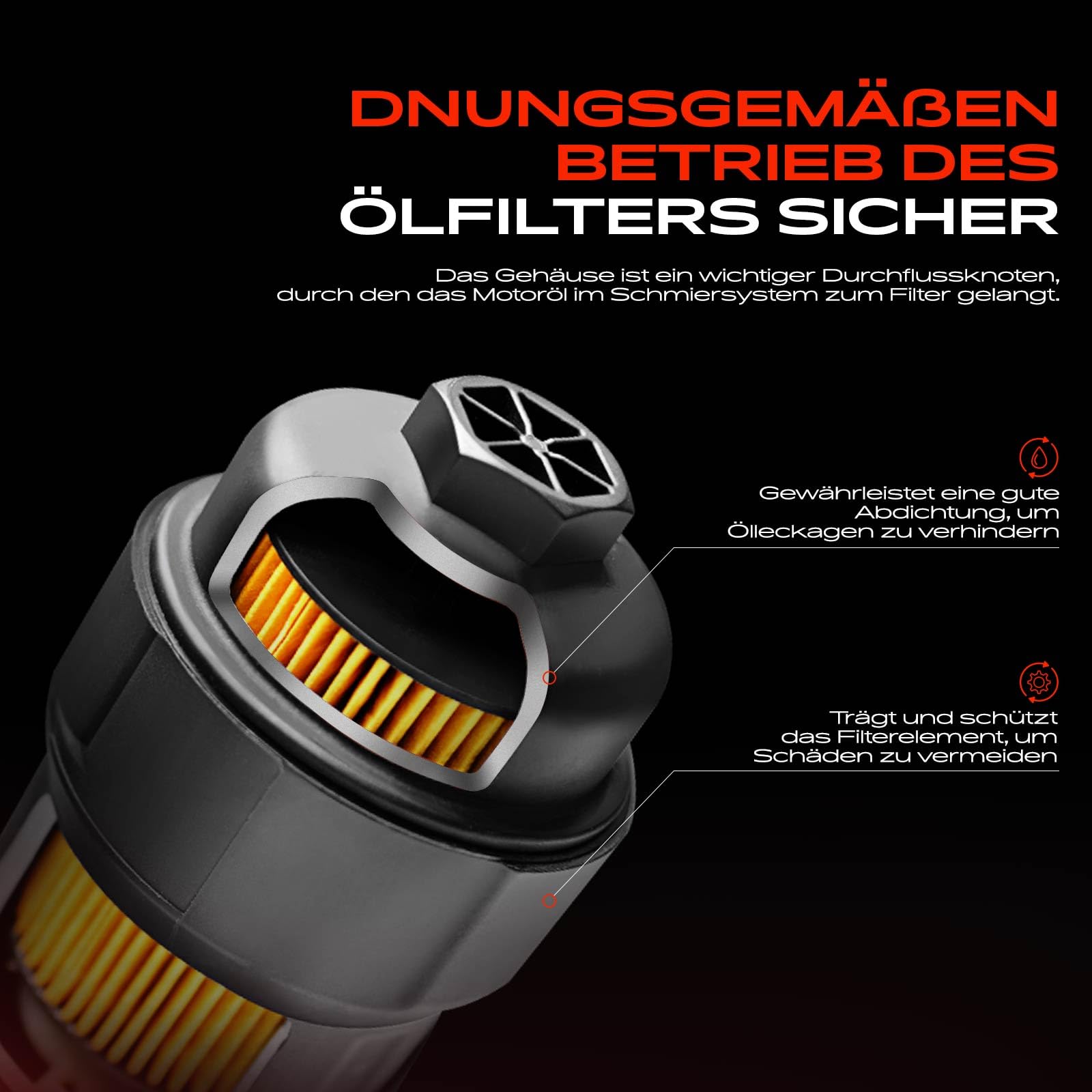 Frankberg Gehäuse Ölfilter 11421713838 | Kompatibel mit Z3 E36, 3er Cabriolet E46, 3er Coupe E46, 3er Touring E36, 5er Touring E61, 7er E38, Z4 Coupe E86