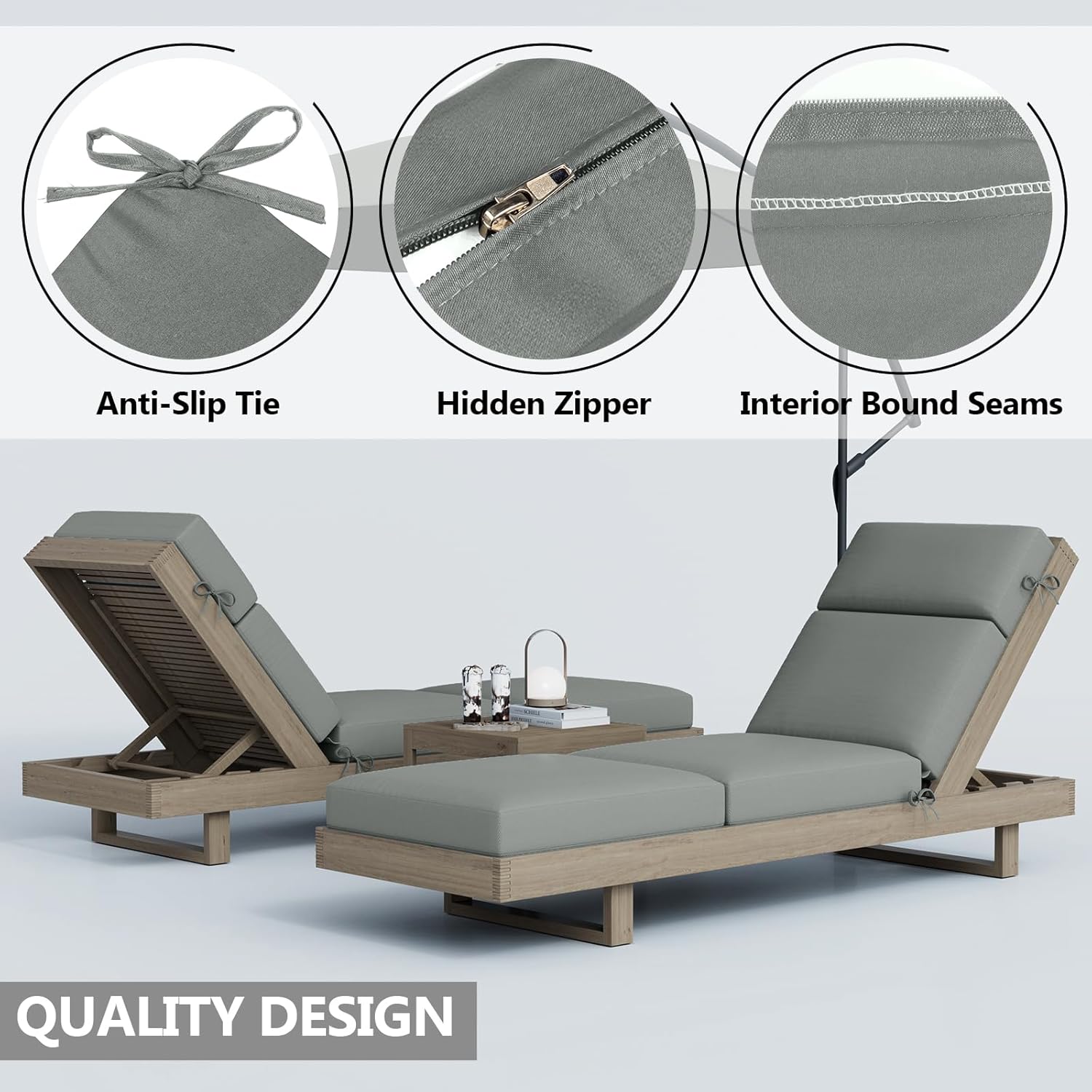 4 Pcs Chaise Lounge Cushions Outdoor, 72 x 21 x 4 Inch Lounge Chair Cushions for Outdoor Furniture - Waterproof Lounge Patio Replacement Cushion, 4In Fade-Resistant ThickPatio Chaise Lounge Cushion