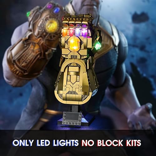 Vista 20 de Vaodest Luz LED para Lego Marvel Nano Gauntlet 76223 Kit de construcción, diseño y configuración compatible con el modelo Lego 76223