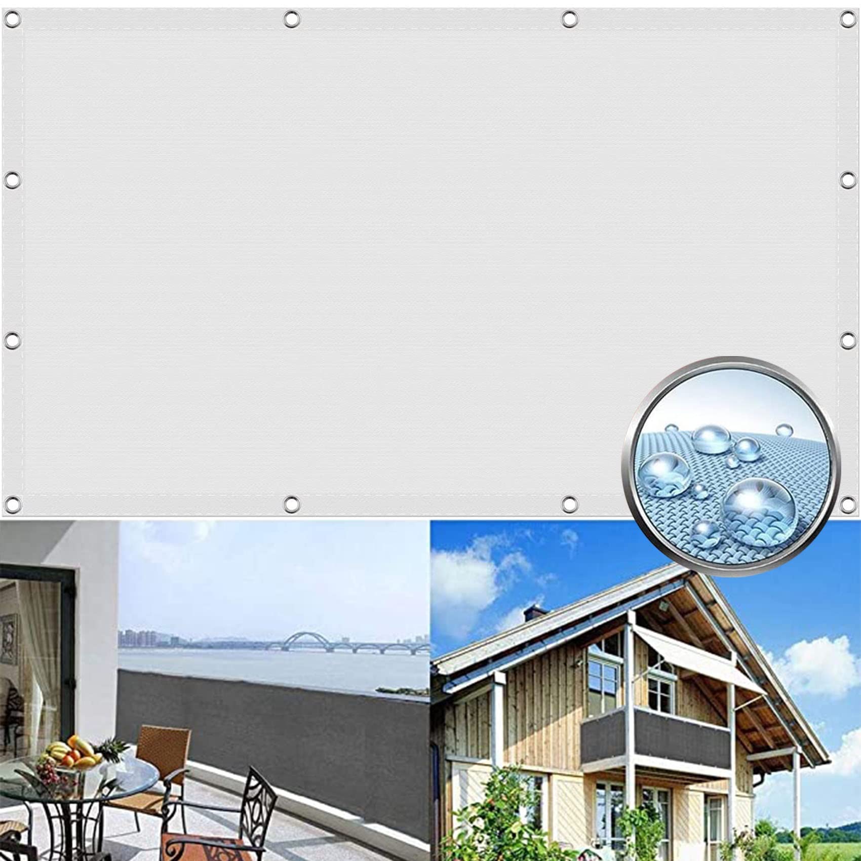 Voile d'ombrage contre le vent et les UV blanc rectangulaire 1.7x3.8 m