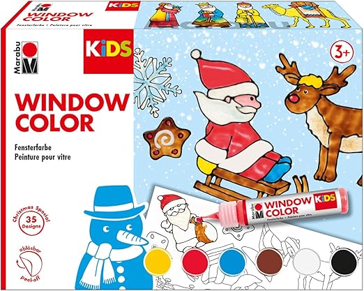 Marabu 0306000000003 - Kids Window Color Christmas mit 6 x 25 ml Farbe