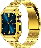 Vista 9 de HASLFM Correa de acero inoxidable con funda compatible con Apple Watch Series 9, 8, 7 (1.614 pulgadas), 6 5 4 SE3/2/1 (1.575 pulgadas), Series 3, 2