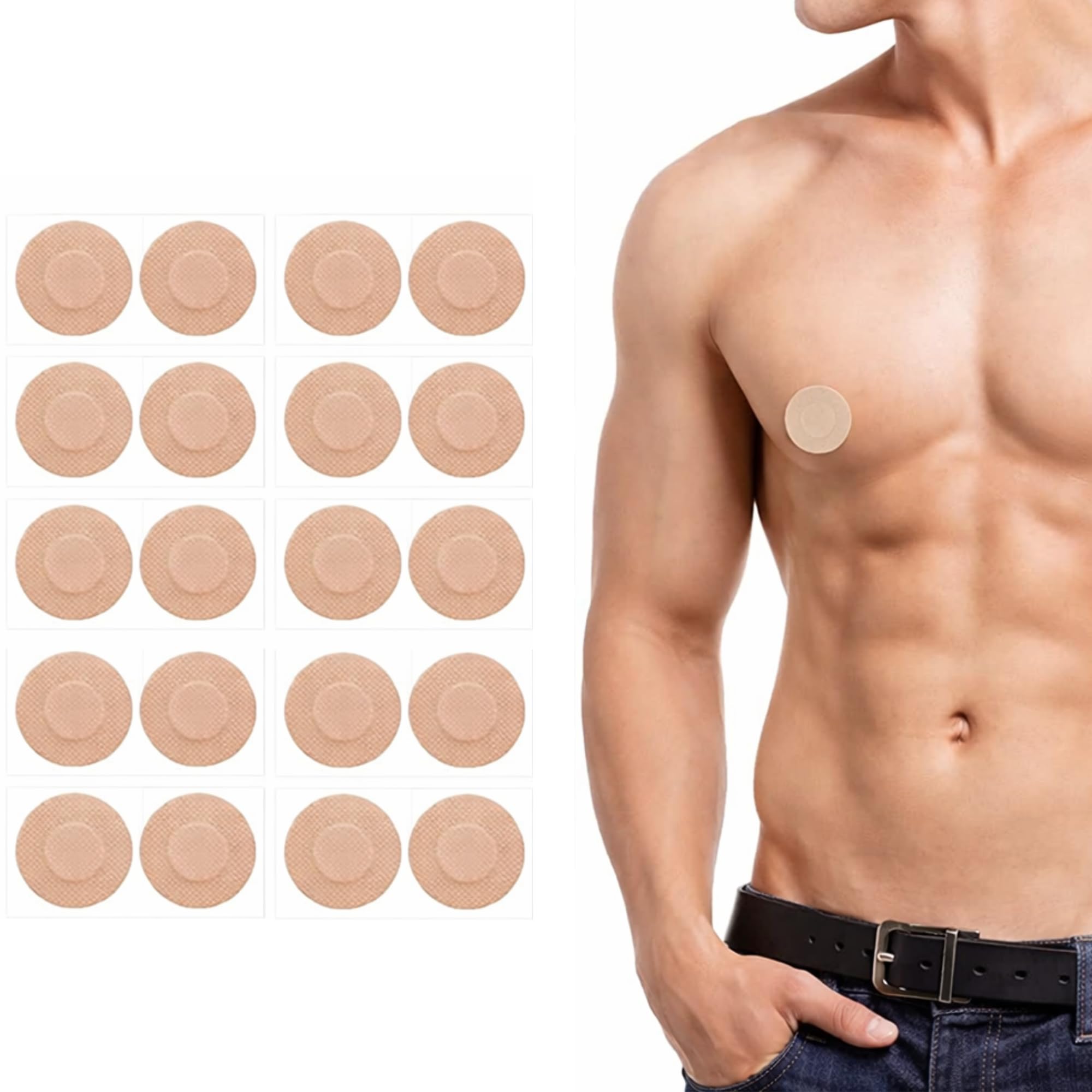 SHRIVANAA 10 Pairs[20 Pcs] Ultra Thin Self Adhesive Nipple Pads Invisible Round Nipple Covers for Women and Men Comfortable and Disposable Silicone Breast Stickers for Party and Gym Beige-image-8