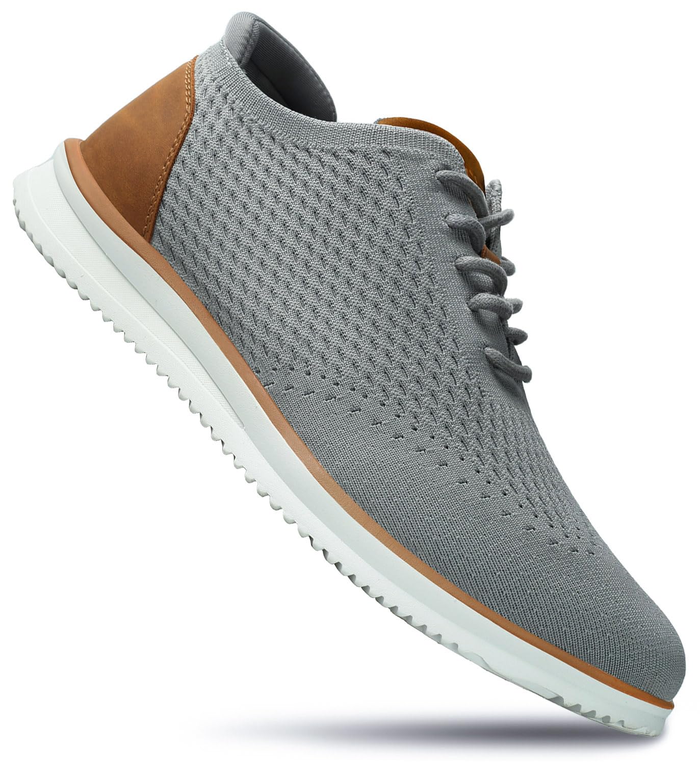 Mens Fashion Dress Sneakers Casual Walking Shoes Business Oxfords Comfortable Lightweight Breathable Tennis Lace-Up Mesh Leather