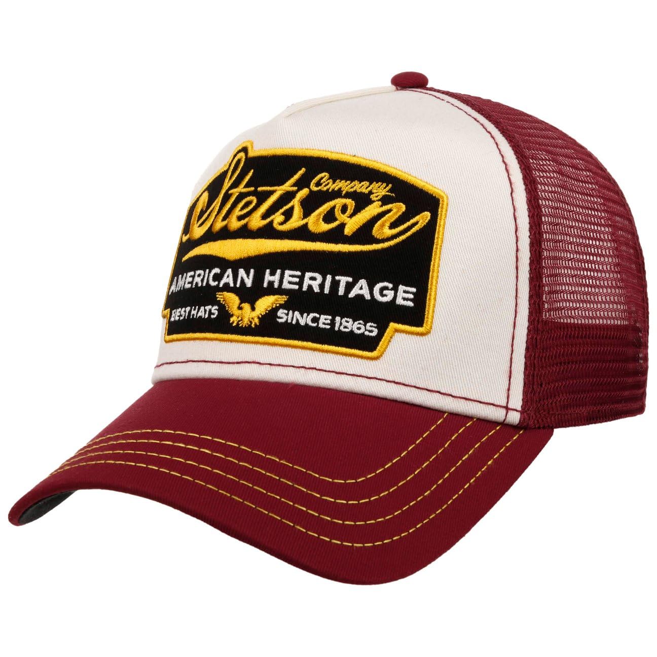 Stetson Czapka American Heritage TruckerKobiety/Mężczyźni - z meshu baseball cap snapback Snapback, daszkiem wiosna-lato jesień-zima Lato - One Size bordowy