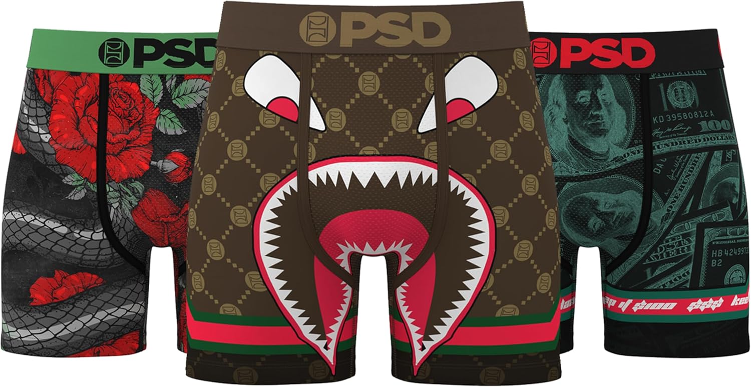 PSD Underwear Mens Boxer Briefs - Warface Luxury, Standard Length Pack & Singles, Soft & Breathable Boxer Briefs for Men