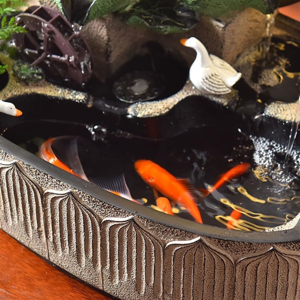 デスクトップ噴水 中国風の蓮の流水装飾品 循環水 リビングルーム装飾 卓上噴水 卓上噴水 卓上噴水 中国風 蓮 流水 装飾品 ホームオフィス  デコレーション 屋内噴水 卓上噴水 セラミック製水槽 ホームオフィス デスクトップ装飾 瞑想 リラクゼーション用 卓上噴水(大きい ... デスクトップ噴水 セラミック製の蓮の水の飾り、循環水、リビングルーム、オフィスの装飾