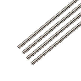 304 Stainless Steel 3/8"-16 Fully Threaded Rod, 4 Pieces 47" Length Long Threaded Rods