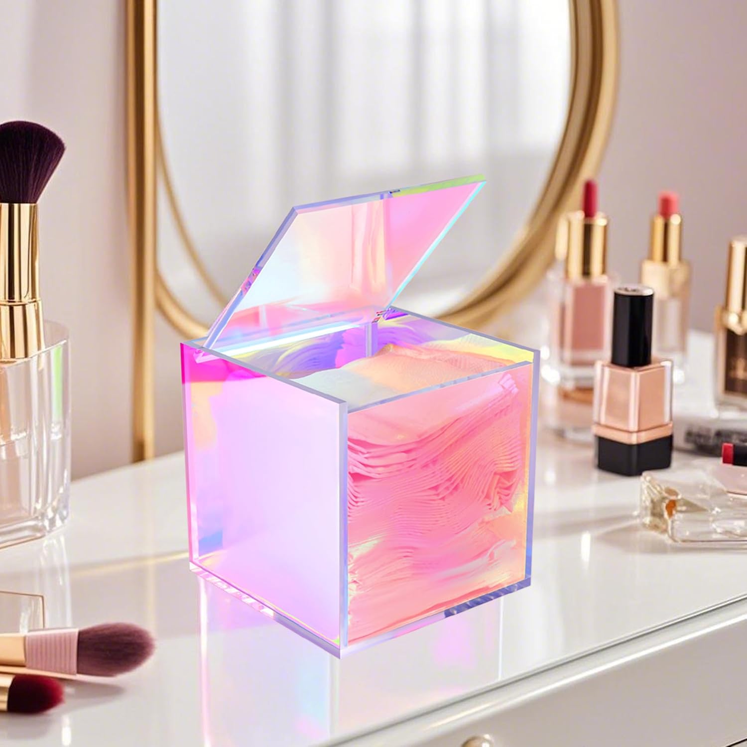 KissYou Acrylic Box with Lid Clear Display Case Gift wrap Boxes Prism Box Transparent Square Cube Storage Organizer Containers for Wedding,Birthday