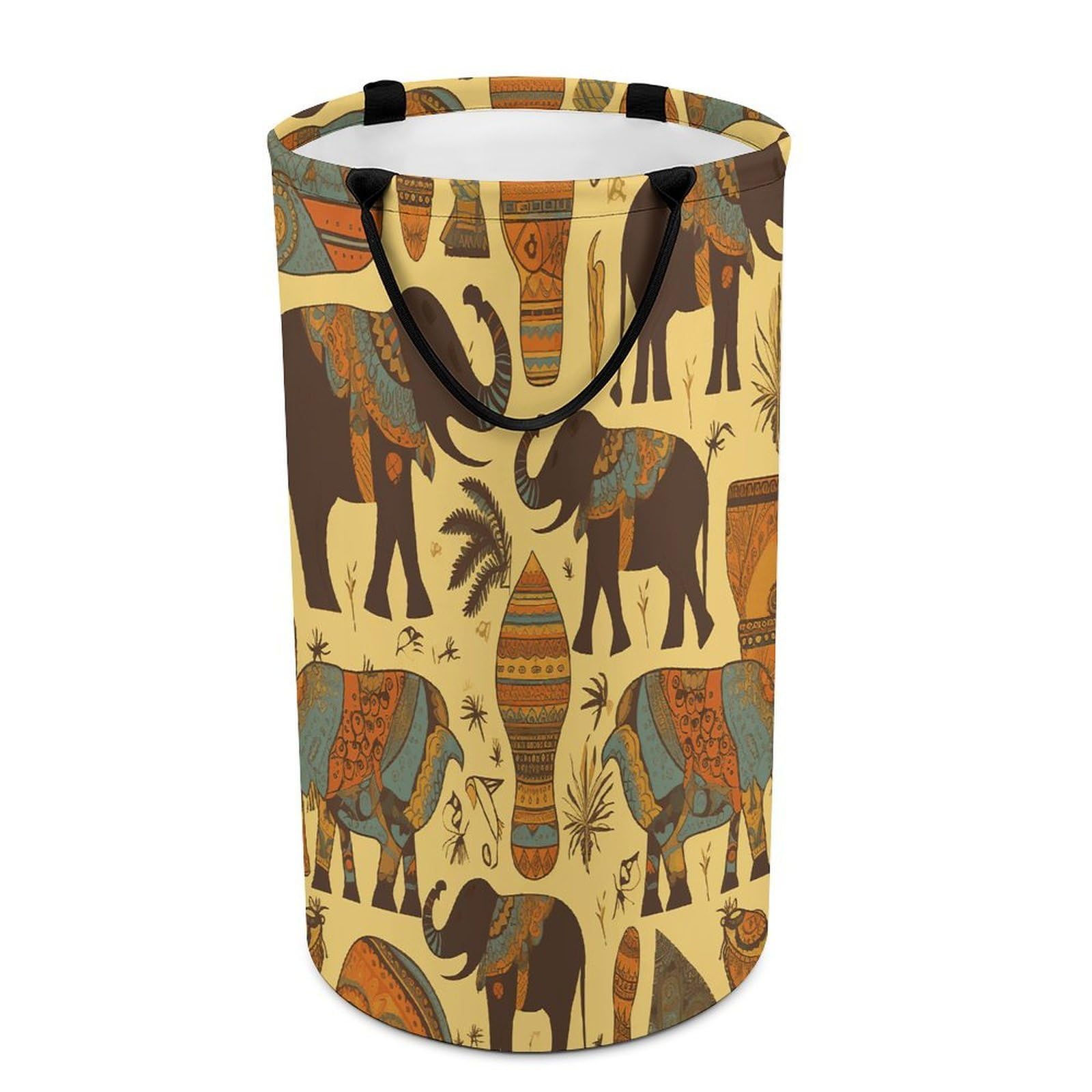Africa Elephant Laundry Basket Waterproof Laundry Hamper Freestanding Collapsible Clothes Hamper with Reinforced Handles 86L Large Foldable Tall Clothes Basket for Bathroom