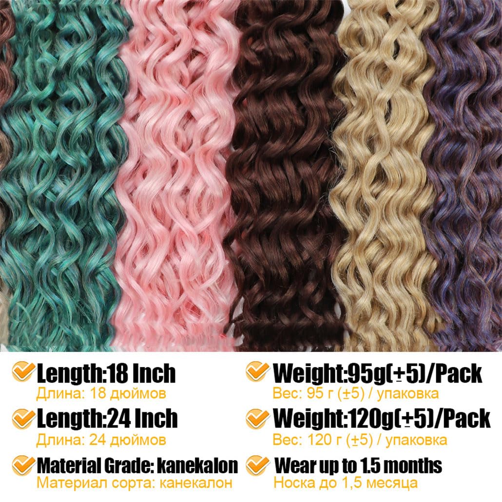Ocean Wave Flechten Haarverlängerungen Tiefes Gewelltes Twist Häkelhaar Synthetische Afro Lockige Hawaii Ombre Rosa Häkelzöpfe Für Frauen