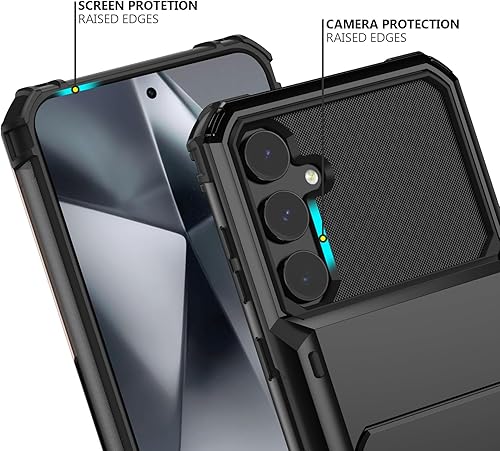 Miniatura 4 de Nvollnoe Funda para Samsung S24 con tarjetero almacena 5 tarjetas Funda de doble capa resistente a prueba de golpes con ranura para tarjeta oculta