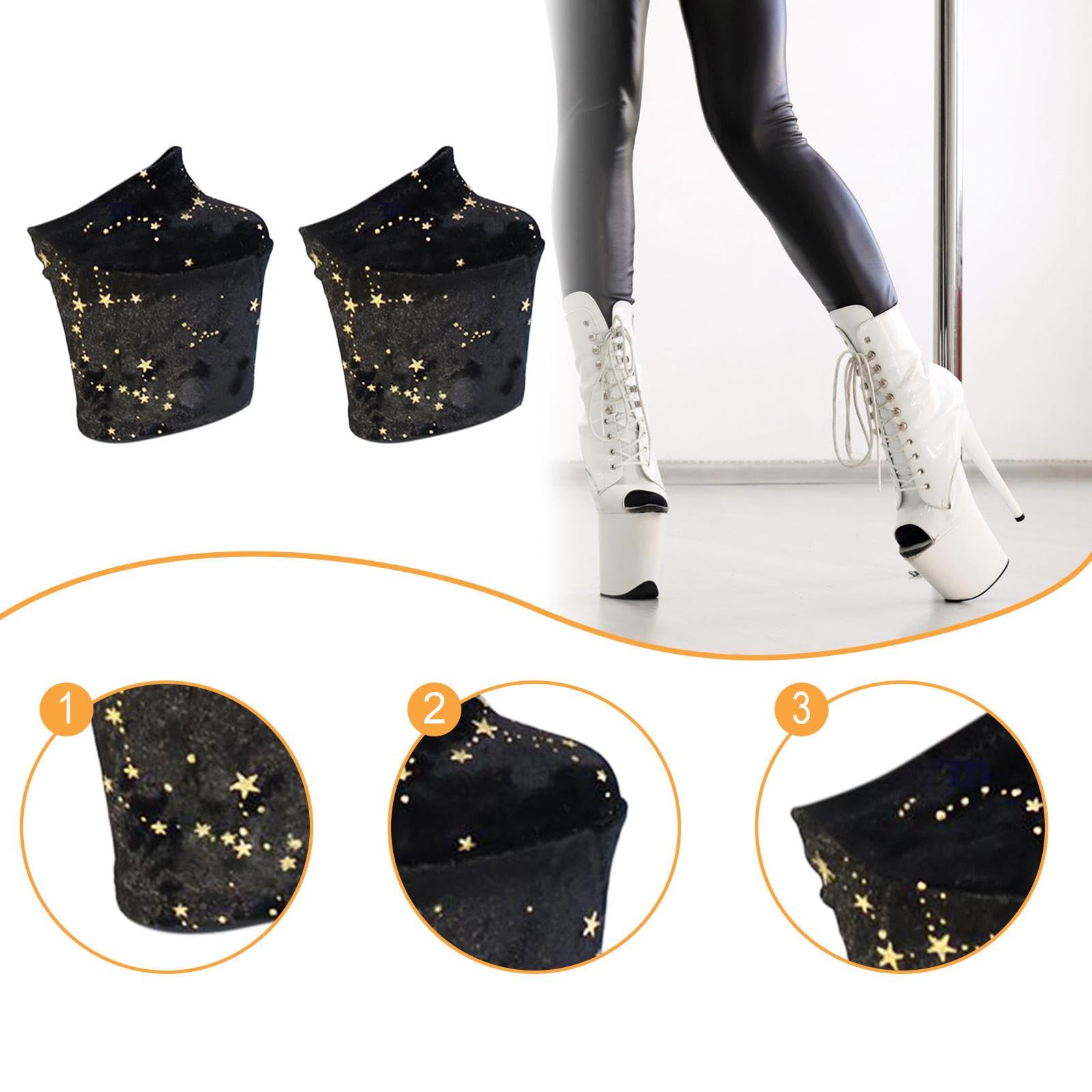 2 Pezzi Copriscarpe Velvet Protezione Tacco Alto Pole Dance Manicotto Scarpe Accessori Costume Antiscivolo Elegante Resistente Adatto per Scuola Danza, Neroxxl