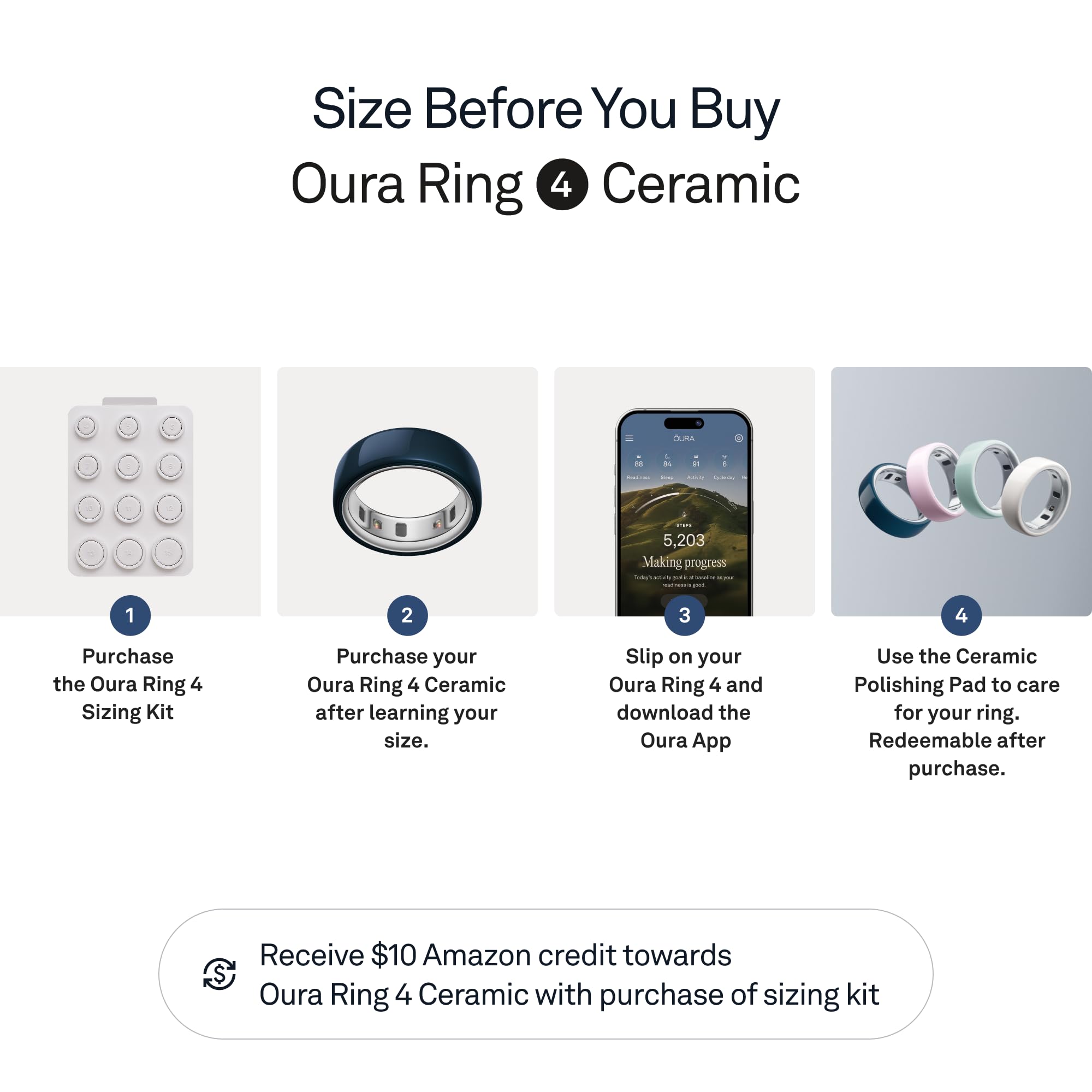 Oura Ring 4 Ceramic - Midnight - Rozmiar 8 - Połączony pierścień - Znajdź swój rozmiar za pomocą pierścienia Oura Ring 4