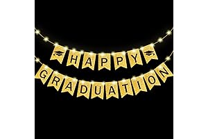 Class of 2024 Graduation Banner with Gold Glitter LED Light