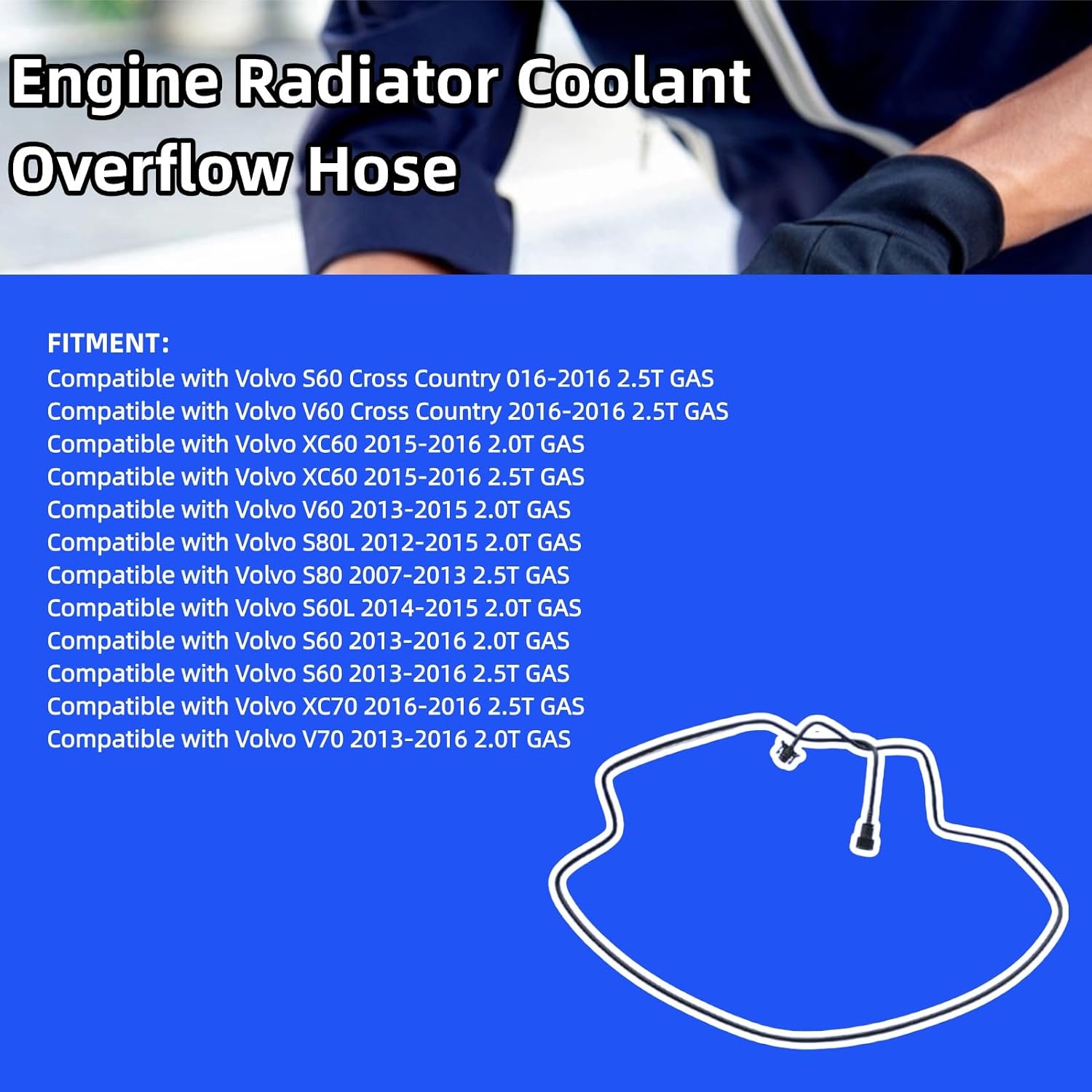 Engine Radiator Coolant Overflow Hose Compatible with Volvo V60 XC60 S80 V70 S60 Cross Country S60L 31368663