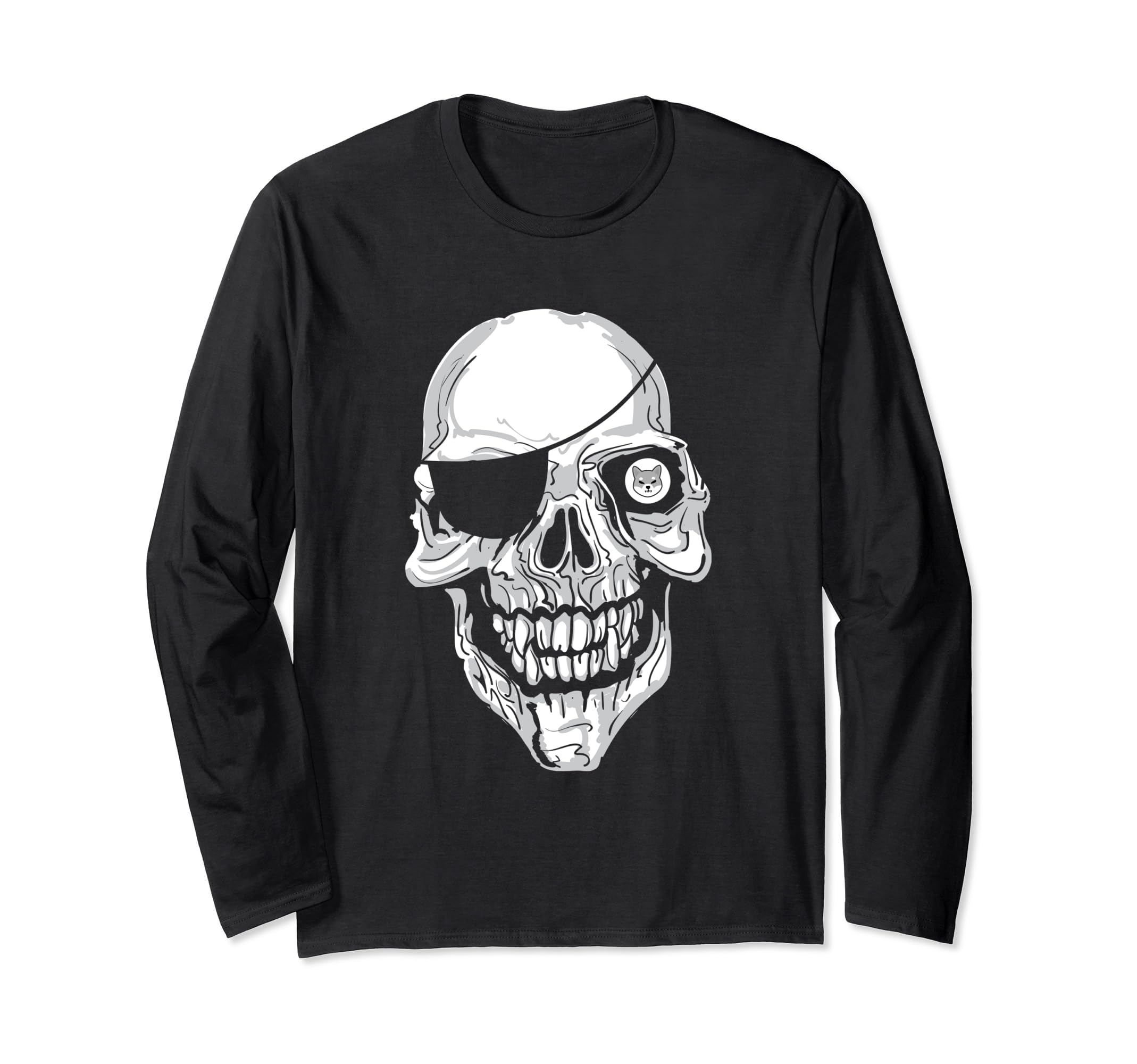 Shiba Inu Coin Pirate Crypto Blockchain Cryptocurrency HODL Long Sleeve T-Shirt, Black