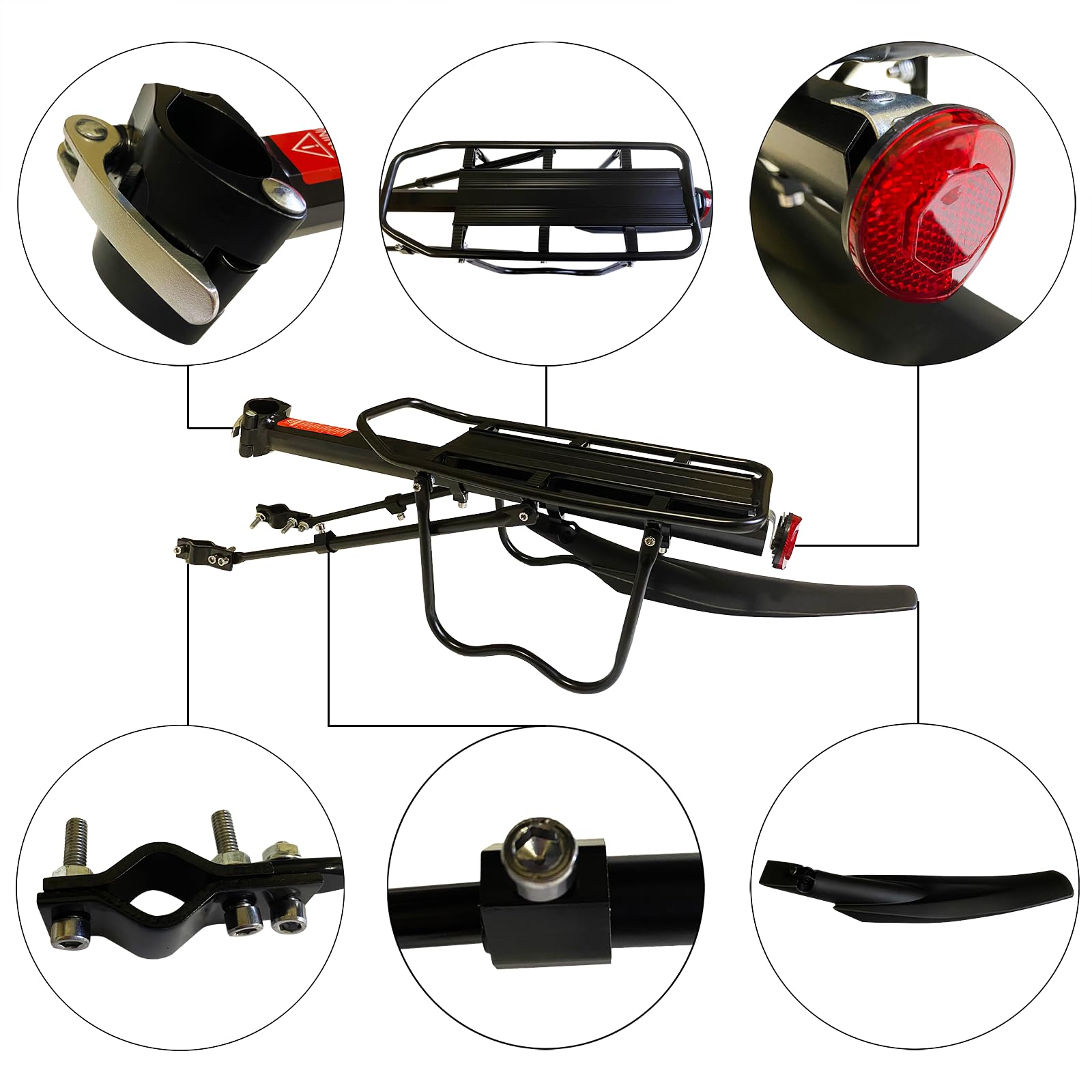 Ebike Rear Rack Universal Rear - 110lbs Capacity Adjustable Cargo Rack ...